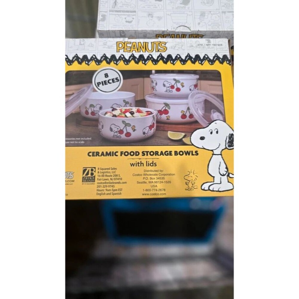 Peanuts Snoopy Decorated Food Storage Bowls with Venting Lids, 8 piece set